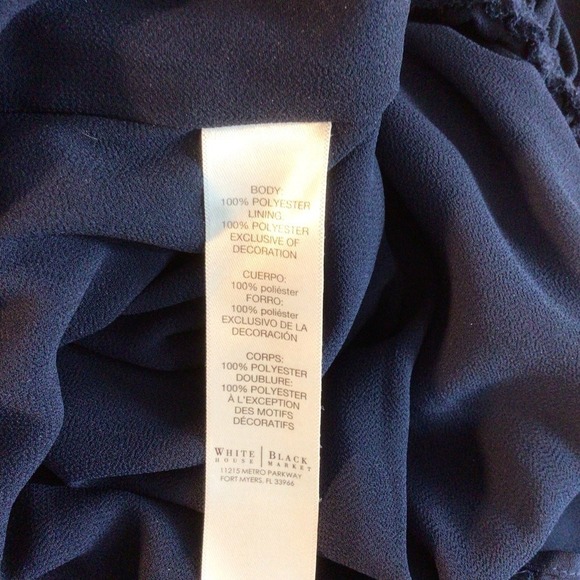 SALE White House Black Market Blue Bishop Sleeve V-Neck Dress Size 2 - Picture 7 of 11